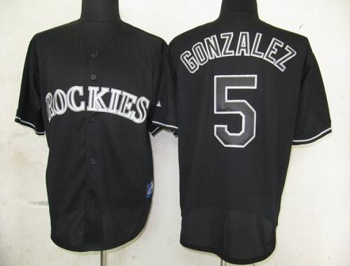 Rockies #5 Carlos Gonzalez Black Fashion Stitched MLB Jersey - Click Image to Close